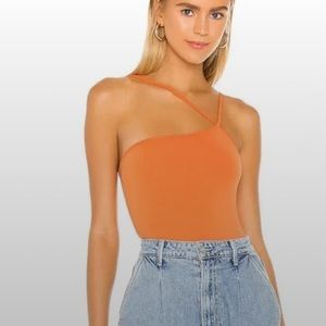 New Superdown Taryn Asymmetric Bodysuit in Orange